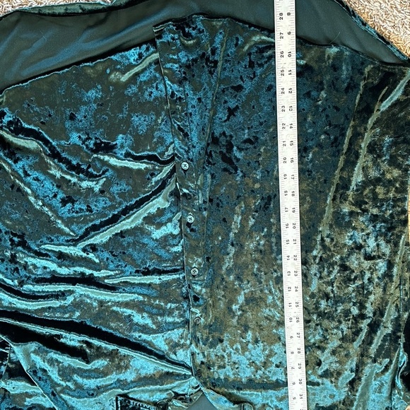 Cupio Dark Green Crushed Velvet Long Sleeve Dressy Button-Up Blouse Sz 3X - Picture 12 of 12
